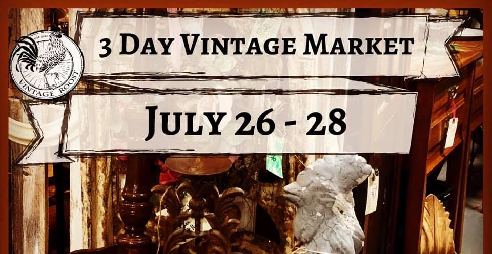 Photo shows vintage items from upcoming 3 Day Vintage Market from July 26 to 28