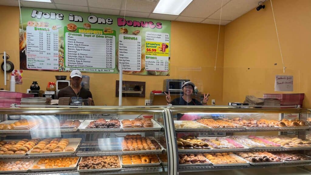 Photo inside a donut shop